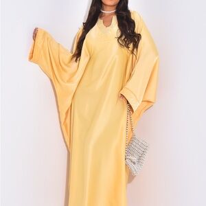 PREMIUM SATIN ABAYA WITH HAND-EMBROIDERED BEADS